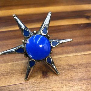 Blue Star Ring, Afghan Massive Ring, Stone Ring, Boho Ring, Vintage Ring, Kuchi